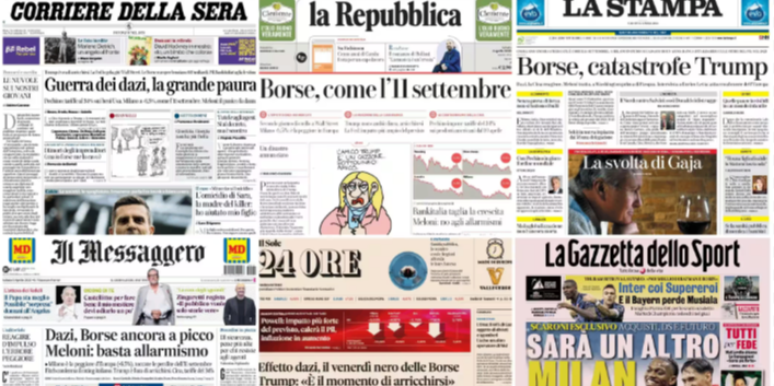 Prime pagine quotidiani 2025